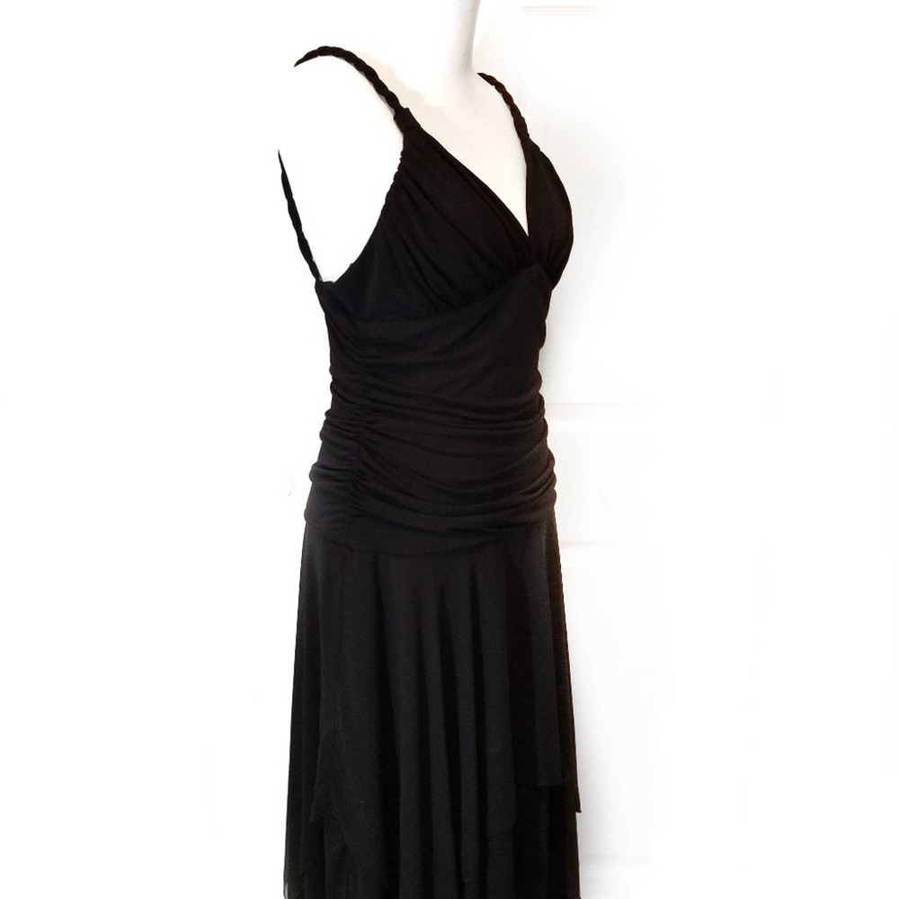 IN Studio Black High Low Braid Straps Dress